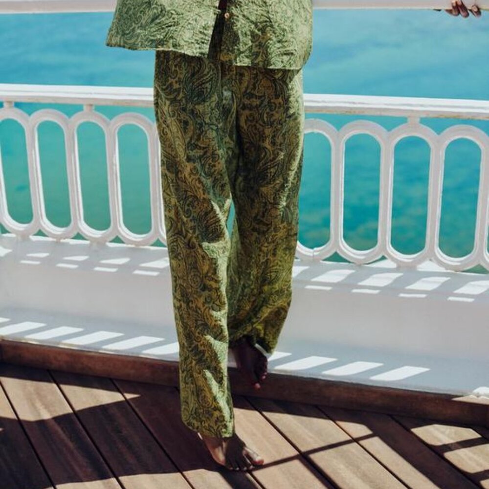 Zara METALLIC THREAD PRINTED PANTS